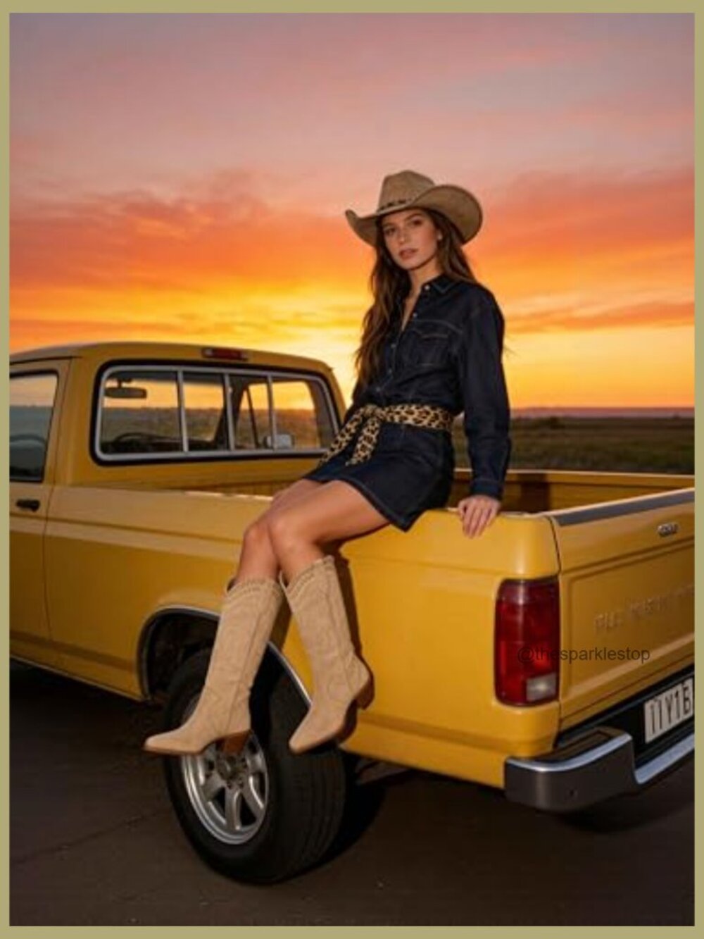 Embroidered Square Toe Chunky Heel Western Boots Pull On - Picture 3 of 7